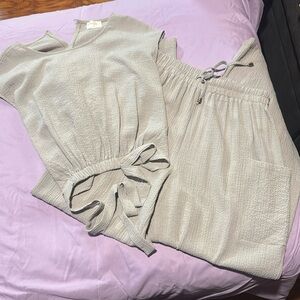 Soft gray textured light weight two piece outfit